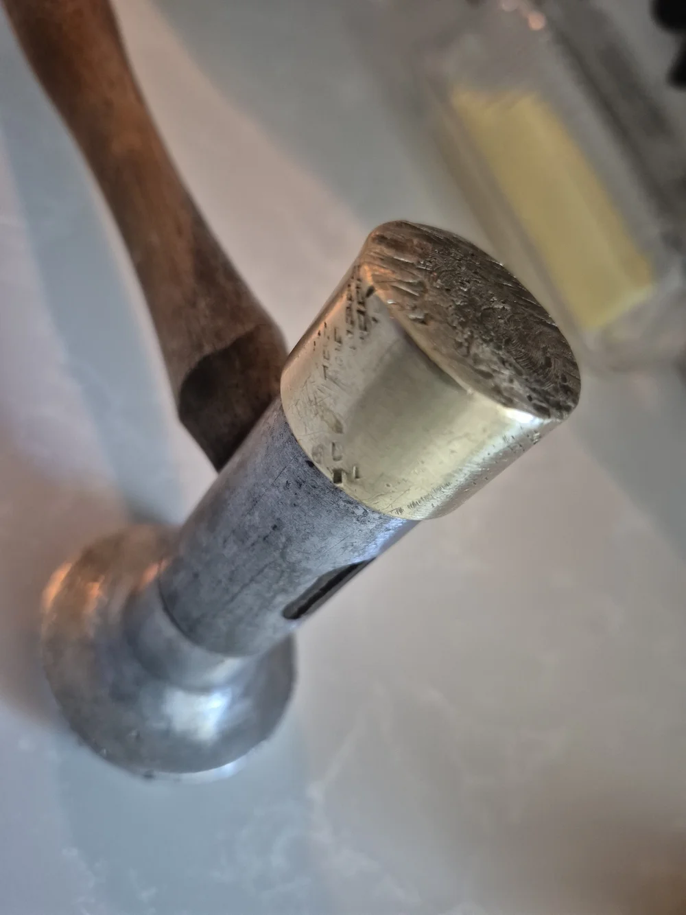 Vintage Brass/ Steel Meat Tenderizer Mallet -wood Handle